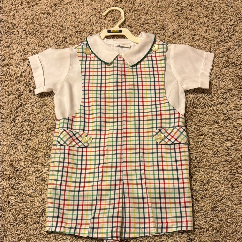 Colorful Plaid Short Sleeve Romper